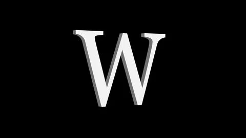3d W letter logo loopable white color black background Stock Illustration