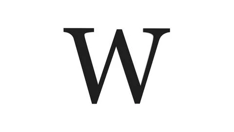 3d W letter logo loopable black color white background Illustrazione stock