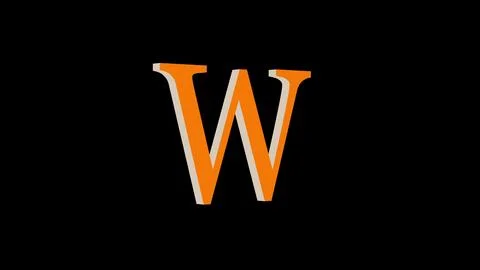 3d W letter logo loopable brown color black background Illustrazione stock