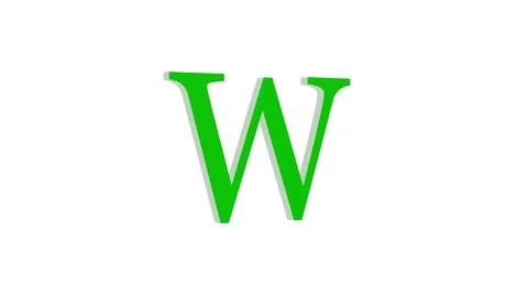 3d W letter logo loopable green color white background Stock Illustration