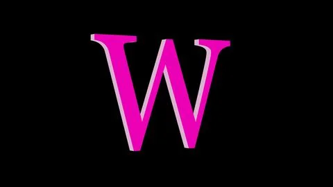 3d W letter logo loopable pink color black background Illustrazione stock
