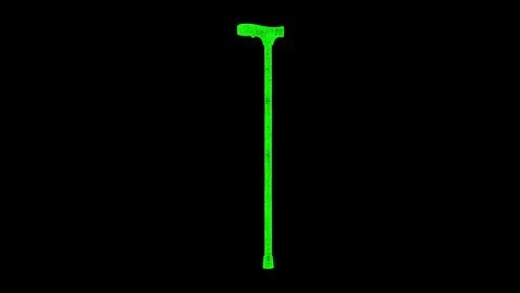 3D walk stick on black background. Object made of shimmering particles. Hum.. イラスト素材
