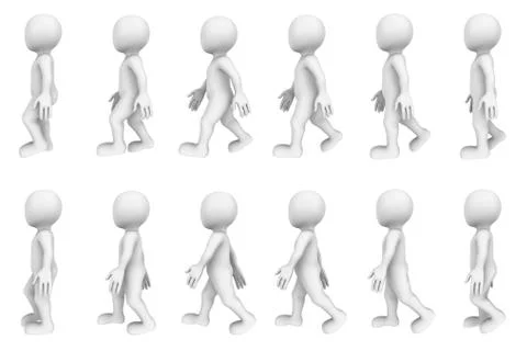 3d walking cycle (3d character animation) Stock Illustration
