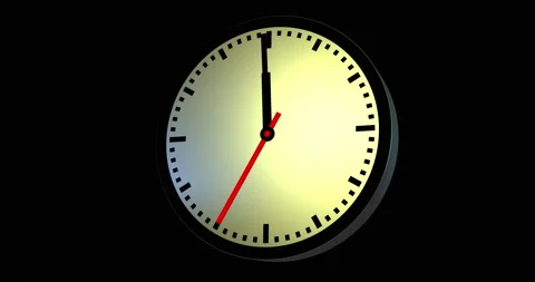 3D Wall Clock animation with ticking second hand, 30 seconds till midnight Stock Footage 164691376