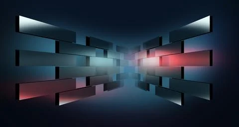 3d wall with empty cubes concept series Illustrazione stock