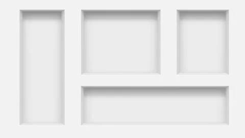 3d wall niches, empty box shelves, product stand Illustrazione stock