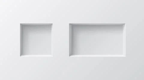 3d wall niches. Realistic vector two empty boxes Illustrazione stock