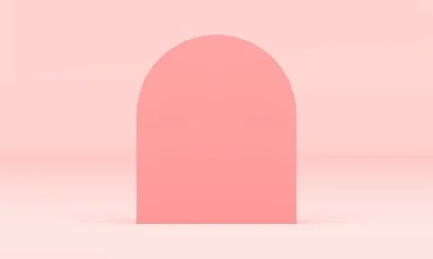 3d wall pink semicircle vertical block minimal decor element front view rea.. Illustrazione stock