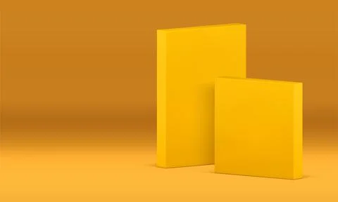 3d wall yellow rectangle display studio background decor element realistic .. Stock Illustration