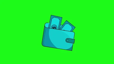 3D Wallet Animation on Green Screen, Money and Payment Concept Stock Footage 342704916