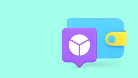 3d wallet with pie chart icon for financial analysis and budget planning. Min Stock Illustration