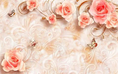 3D wallpaper background, High quality rendering decorative Stock Illustration