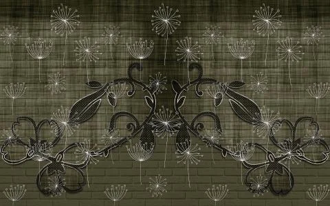 3d wallpaper texture, dandelions on limestone Stock Illustration