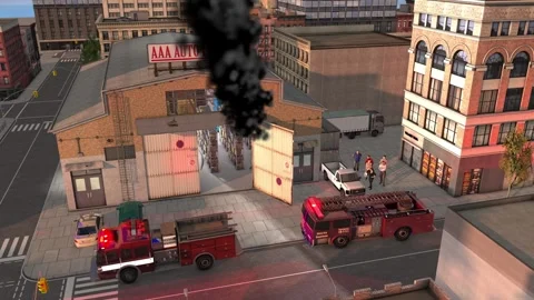 3D warehouse fire scenario Stock Footage 292450127