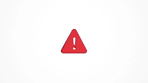 3D Warning Alert Triangle Icon Animated Loop on White Background 4K Stock Footage 347650838