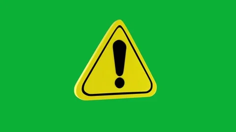 3D Warning Sign Exclamation Mark Rotating on Green Screen Chroma Key Stock Footage 336599878