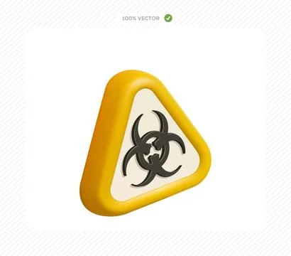 3d warning sign featuring a biohazard symbol inside a yellow triangle Illustrazione stock