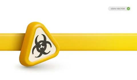 3d warning sign featuring a biohazard symbol inside a yellow triangle Illustrazione stock