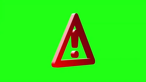 3D Warning Sign Rotating on Green Screen Chroma Key Stock Footage 336600074