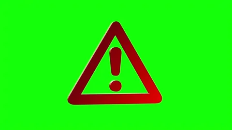 3d warning sign rotating in seamless loop on green screen background Stock Footage 313744579