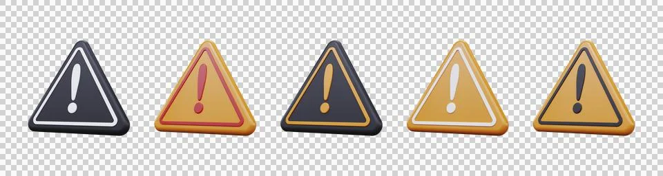 3D warning sign set Stock Illustration