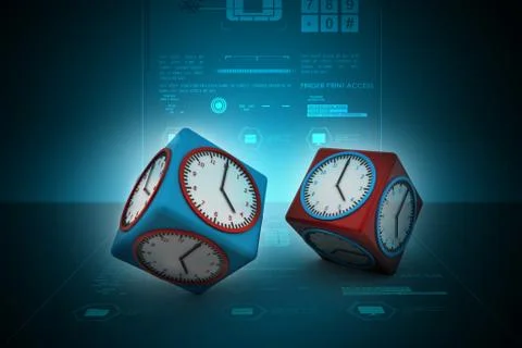 3d watch in cube Stock Illustration
