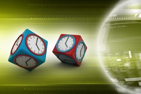 3d watch in cube Stock Illustration