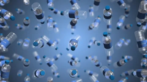 3D Water Bottles Falling Animation. Transparent Bottle. 4K Stock Footage 278186492