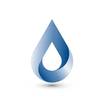 3D Water drop logo design. Blue Droplet icon abstract symbol element Stock Illustration