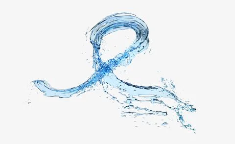 3d water splash transparent, clear blue water scattered around isolated on .. Illustrazione stock