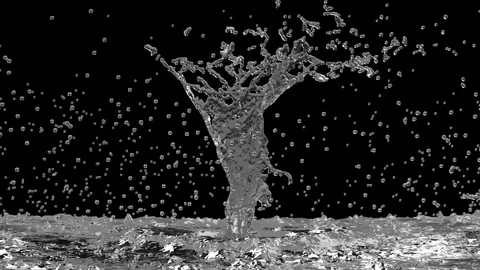 3d water splash transparent isolated on black background. 3d render illustr.. Stock Footage 271219206