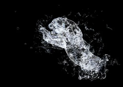 3D Water splashes tiger Ilustração Stock