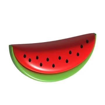 3D watermelon icon. Watermelon slice on white background. Stock Illustration