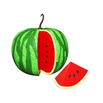 3d watermelon isolated on white background Stock Illustration