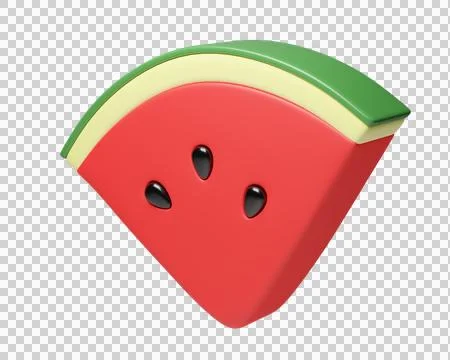 3D Watermelon slice with black seeds Stock Illustration