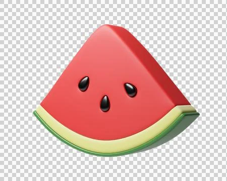 3D Watermelon slice with black seeds Stock Illustration