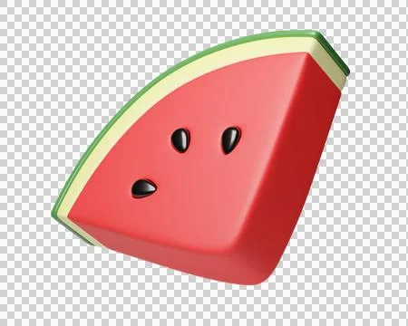 3D Watermelon slice with black seeds Illustrazione stock