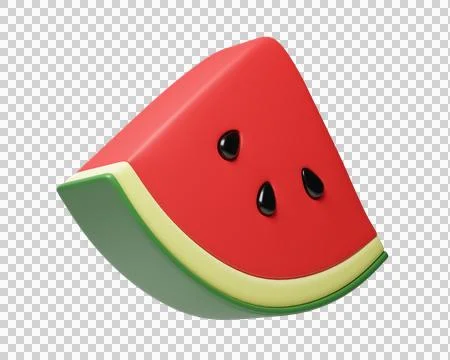 3D Watermelon slice with black seeds Stock Illustration