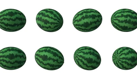3D Watermelons Falling on a White Isolated Background. Watermelons 3D Icon. 4K Stock Footage 281469538