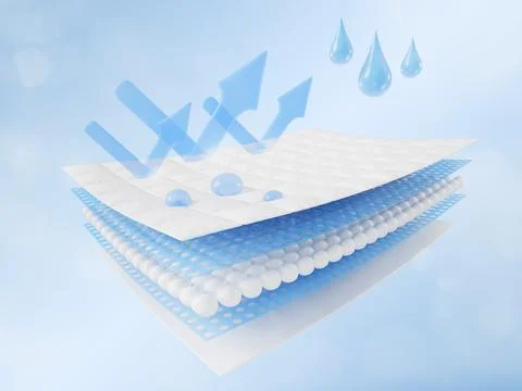 3D waterproof breathable fabric icon, layered effect. Gore tex, microporous Stock Illustration