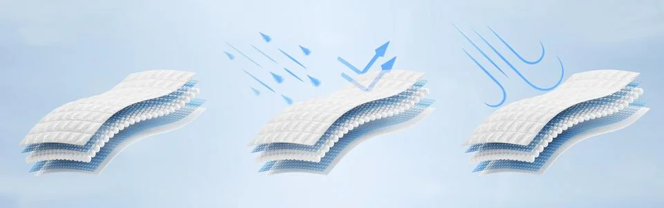 3D waterproof windproof fabric structure icon set. Nylon polyester layer Stock Illustration