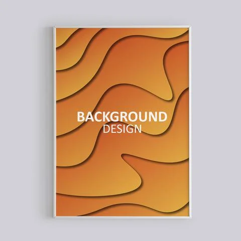 3D wave background design vector illustrator, orange color, poster, wallpaper Illustrazione stock