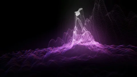 3D waveform pink animation perfect for glitch, 80s, retrowave, techno, house Video stock 108835443