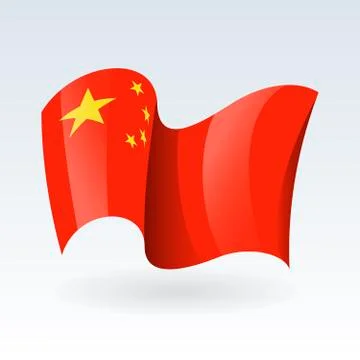 3D Waving flag of China. Vector illustration. Isolated on white background. D Stockillustratie