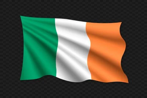 3D Waving Flag of Ireland. Vector illustration Stock-Illustration