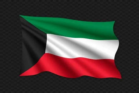 3D Waving Flag of Kuwait. Vector illustration Stock Illustration