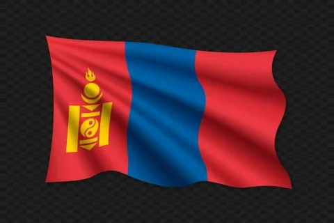 3D Waving Flag of Mongolia. Vector illustration Illustrazione stock