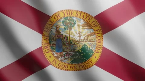 3d waving flag of US state Florida. National flag in wind background Stock Footage 152111674