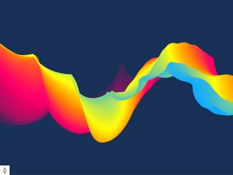 3D wavy background with dynamic effect. Abstract vector illustration. Stock Illustration