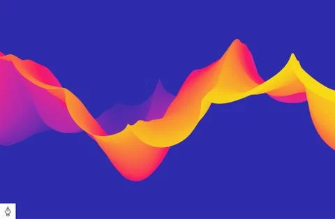 3D wavy background with dynamic effect. Abstract vector illustration. 스톡 일러스트